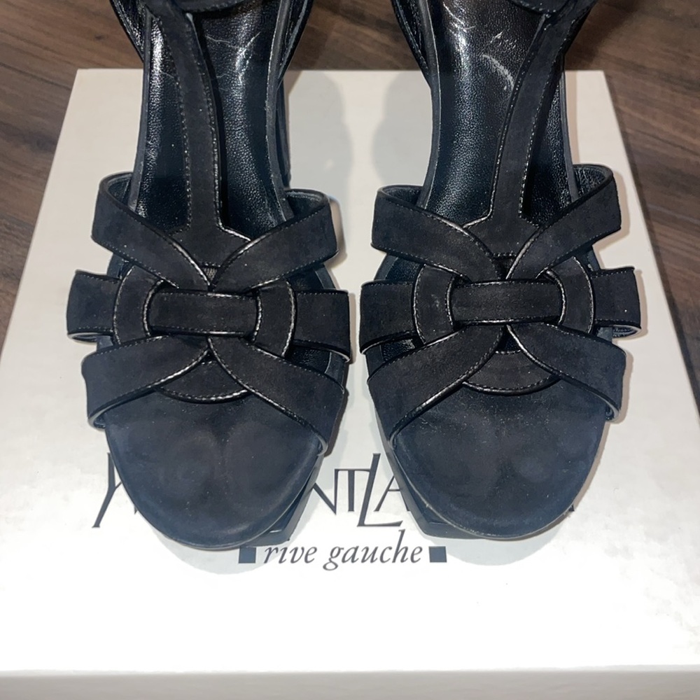 Saint Laurent Tribute Black Platform Heels Sandals size 41, usa 10 - Picture 4 of 16
